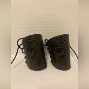 Medieval Leather Bracers Raven Embossed Viking Leather Bracers Renascence